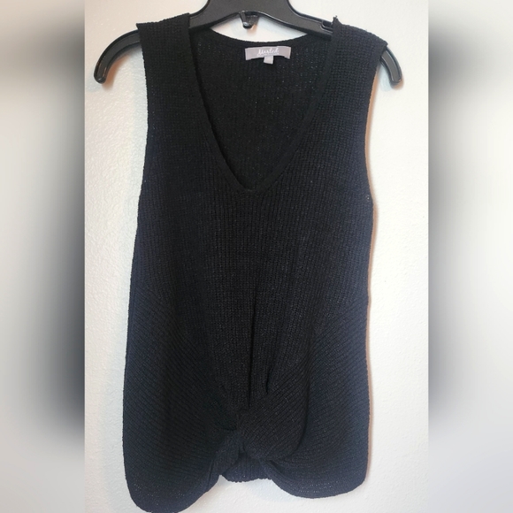 Tops - Junior's Black Sleeveless Sweater Top with Twist detail at waist Size XS